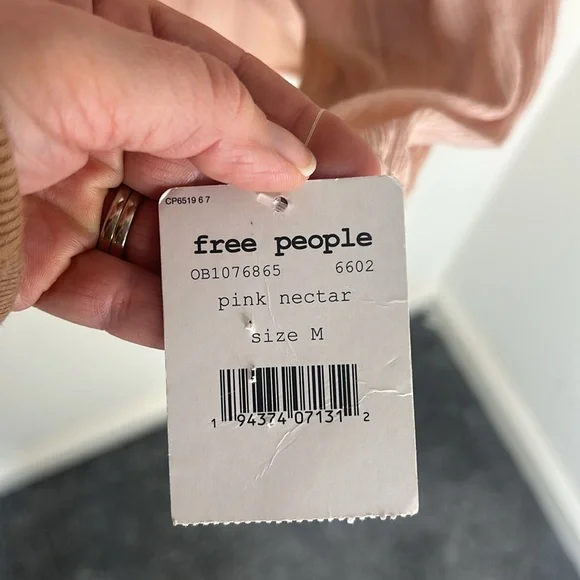 NWT FREE PEOPLE Check On It Light Pink Wrap Top Size Medium - Picture 10 of 16